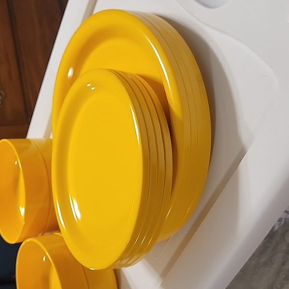 VTG 60s/70s Ingrid LTD Chicago Melamine Sunny Yellow Set - Picture 4 of 4